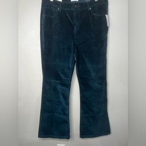 KENSIE SOFT VELVET TEAL THE SAVANNAH HIGH RISE FLARE PANTS